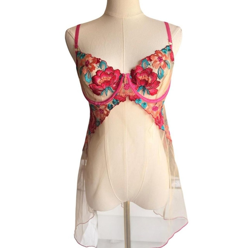 Mapale pink floral lace lingerie top